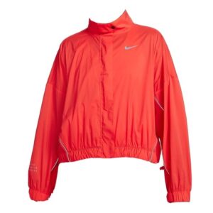Nike Rain Running Jacket Reflective Red Crimson Packable Logo Coat Women Size