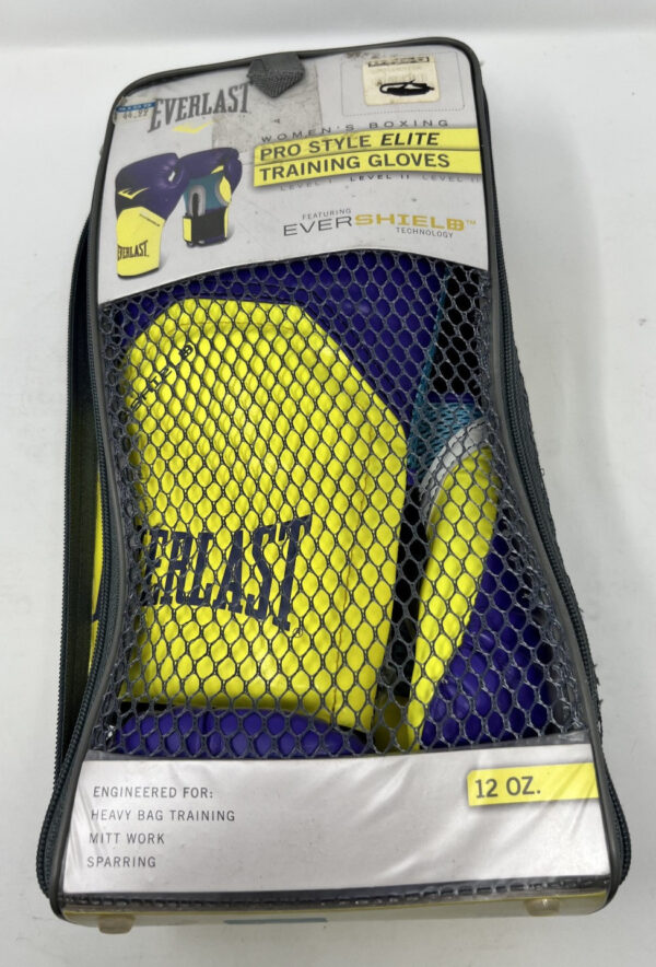 *DAMAGED* EVERLAST PRO STYLE ELITE TRAINING BOXING GLOVES 12OZ PURPLE & YELLOW