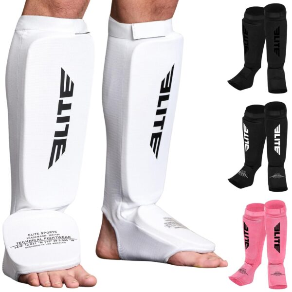 Muay Thai MMA Kickboxing shin Guards, Elite Sports Instep Guard Sparring Protect