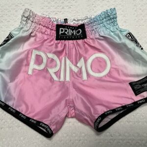 Primo Free Flow Series Pink Blue White Miami Lights Muay Thai Shorts L Large