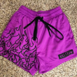 KILL CREW MUAY THAI FLAME SHORTS (MID THIGH CUT) - PURPLE / BLACK MEDIUM