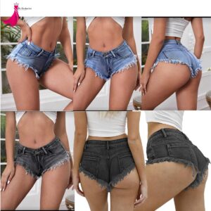 Ladies Women Cut Off Denim Shorts Mid Waisted Gi Sexy Mini Jeans Hot Short Pants