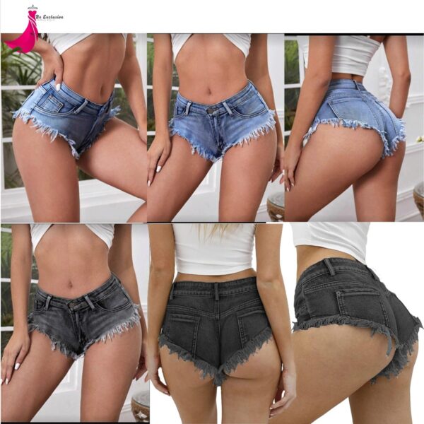 Ladies Women Cut Off Denim Shorts Mid Waisted Gi Sexy Mini Jeans Hot Short Pants