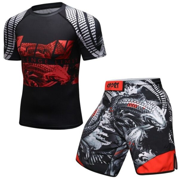 Koi Fish Brazilian Jiu Jitsu Rashguard BJJ MMA Shorts No Gi Fightwear Rash Guard