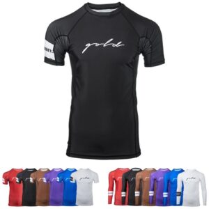 Gold BJJ Foundation Rash Guard - Ranked No-Gi and Gi Jiu Jitsu Rashguard (Sho...