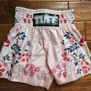 Tuff Shorts Womens Medium Pink Floral Print Muay Thai Boxing MMA Fighting Gym L