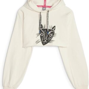 PUMA Womens Cropped Hoodie X Ll Training Casual Outerwear Casual - Beige