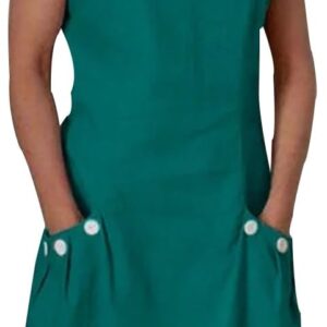 Women's Formal Dresses Cotton Solid Color Loose Round Neck Short Sleeve Pockets Midi Dress
