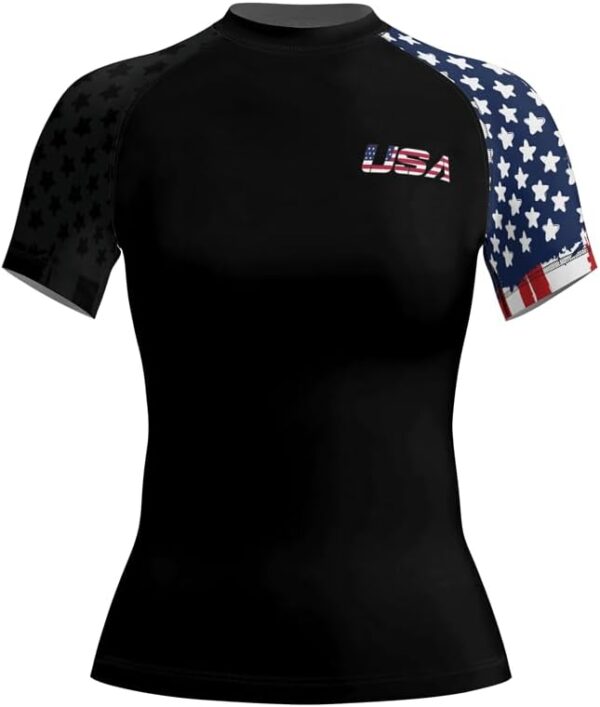 Patriot Short Sleeve Women's Rashguards BJJ Compression Shirt Wrestling Grappling MMA Fightwear