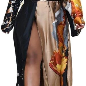 cu4eve Summer Cardigan For Women Lightweight Satin Open Front Long Kimono Swimsuit Cover Ups Silk Robe Plus Size