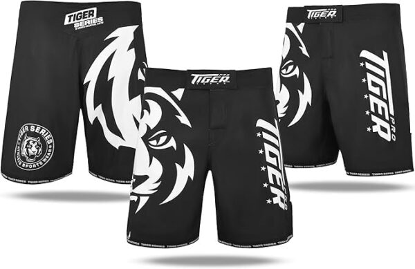 MMA Shorts for Training, Kickboxing, Muay Thai & BJJ Grappling, Lightweight Training Shorts, White Black