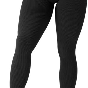 SUUKSESS Women Ribbed Seamless Leggings High Waisted Workout Gym Yoga Pants