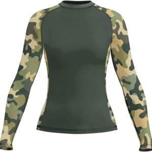 Women’s Long Sleeve Grappling Shirt – Camo Rash Guard for MMA, Brazilian Jiu Jitsu & Cross Training