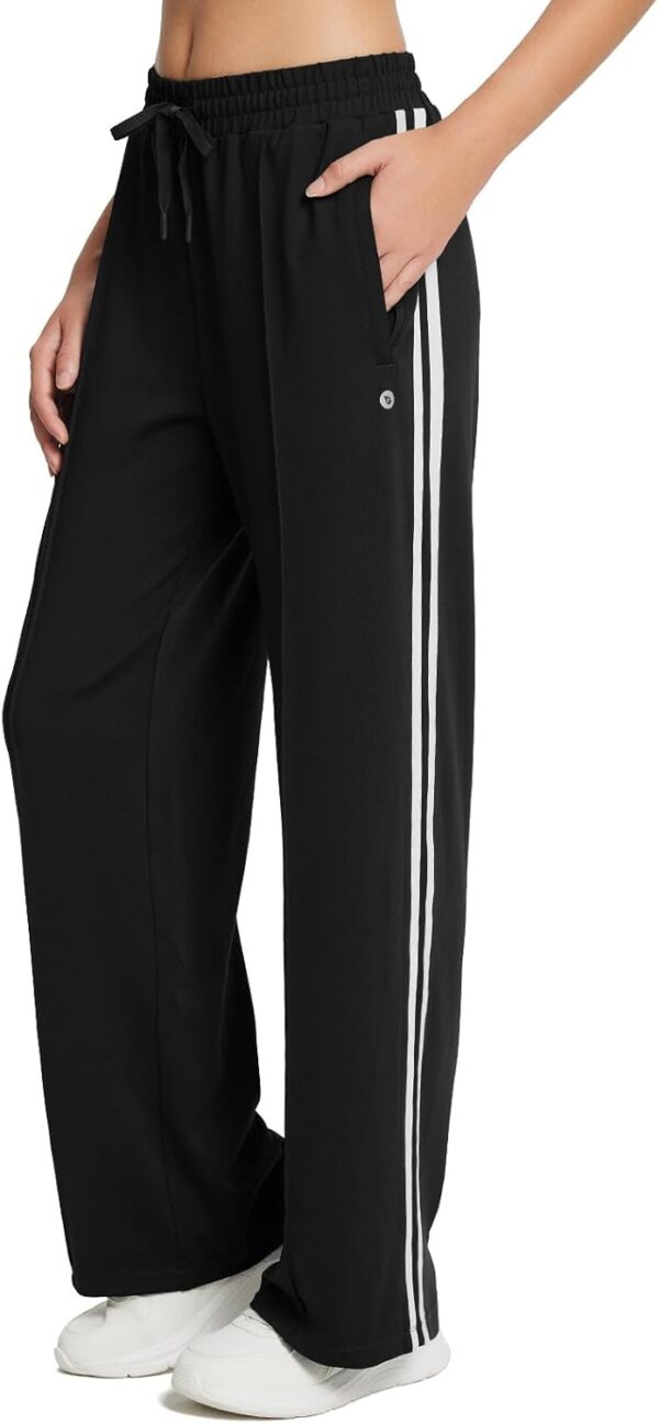 baleaf Womens Track Pants Athletic Running Pants Sweatpants Straight Leg Zipper Pockets Sports Jogging Striped Loose Fit