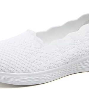 Puxowe Women's Casual Slip on Walking Flat Shoes-Lightweight Low-Top Knit Loafer Sneaker