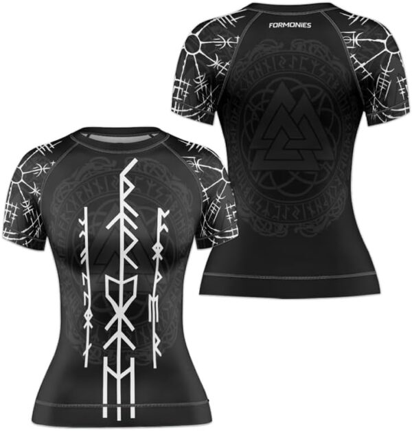 Viking Women's Short Sleeve Rash Guard Jiu Jitsu Compression Tops for MMA BJJ Grappling Gi No Gi