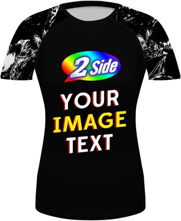 O2TEE 3D Full Print Short Sleeve Premium BJJ Rash Guards Front & Back Add Your Image Top Shirts