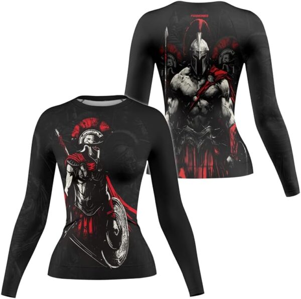 FORMONIES Spartan Long Sleeve Rash Guard for Women – High-Performance Compression Fit for Grappling MMA and Jiu Jitsu