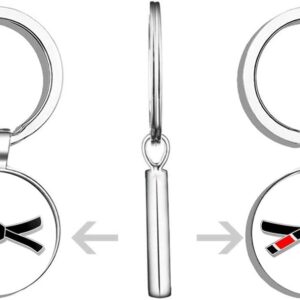Jiu Jitsu Black Belt Shaped (Martial Arts Full MMA) Metal Round Metal Key Chain Keychain Ring