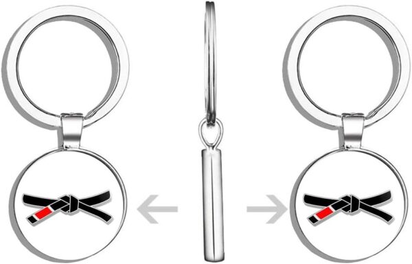Jiu Jitsu Black Belt Shaped (Martial Arts Full MMA) Metal Round Metal Key Chain Keychain Ring
