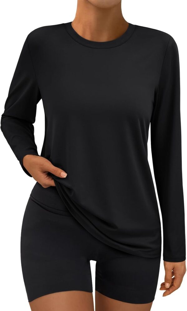 AUTOMET Women's Long Sleeve Workout Tops Swim Hiking Sun Shirts Gym UPF 50+ Tshirts UV Rash Guard 2026 Spring Sports Clothes