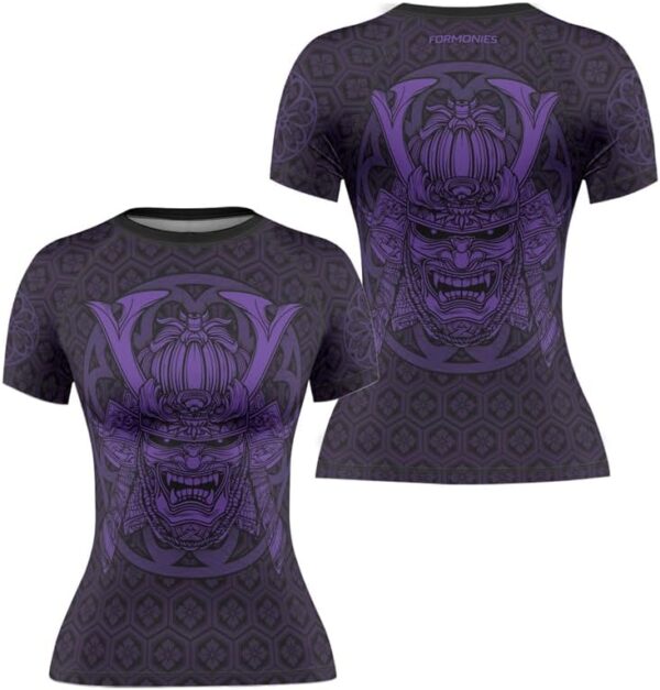 FORMONIES Samurai Women’s Rash Guard Short Sleeve – BJJ MMA Base Layer Compression Shirt for Grappling & No-Gi