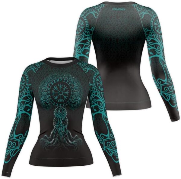 Viking Women's Rash Guard Shirts Long Sleeve Compression Fightwear Tops for BJJ MMA