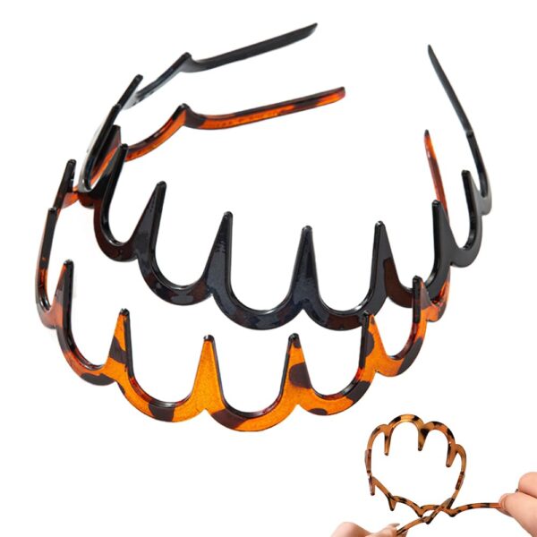 2 PCS U Shape Fashion Tooth Hair Comb Headband, 2026 High Cranium Head Bands for Women's Hair, Reversible Korean Headbands with Teeth for Women Gifts for Teen Girls (Amber+Black, One Size)