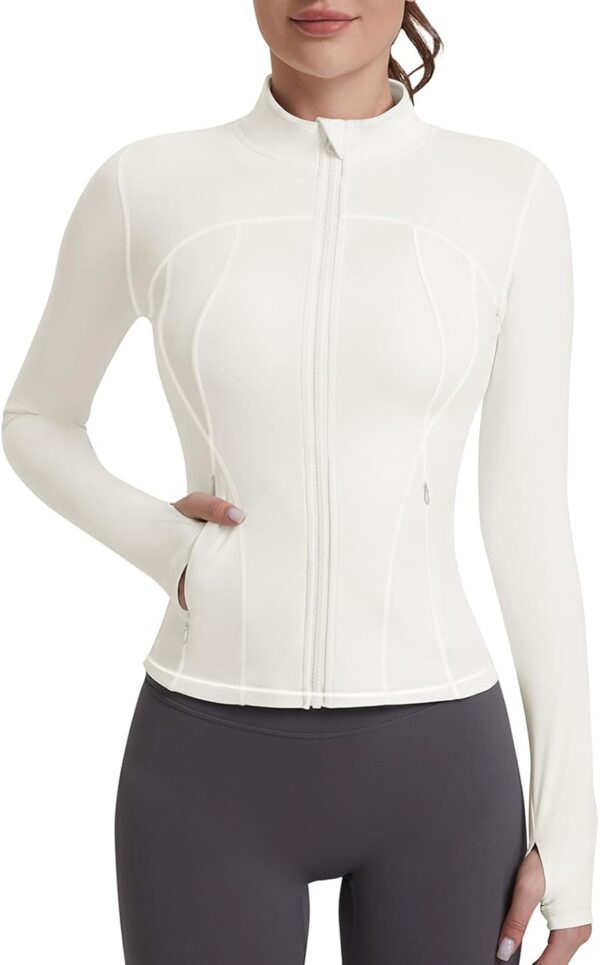 VUTRU Womens Workout Yoga Jacket Lightweight Zip Up Athletic Jacket Lightweight Cropped Jacekt with Pockets