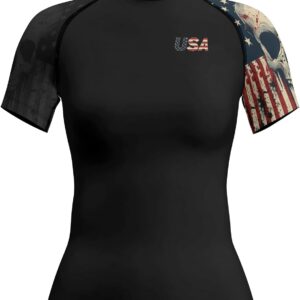Patriot Women’s Short Sleeve Rash Guard – Moisture-Wicking MMA Shirt for Jiu Jitsu & No-Gi Grappling