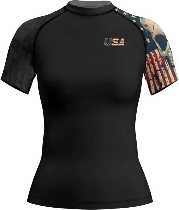 Patriot Women’s Short Sleeve Rash Guard – Moisture-Wicking MMA Shirt for Jiu Jitsu & No-Gi Grappling