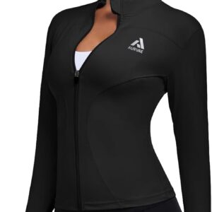 Women's Workout Jacket, Womens Cropped Lightweight Running Jackets, Zip Slim Fit Athletic Tops for Gym, Yoga, Jogging
