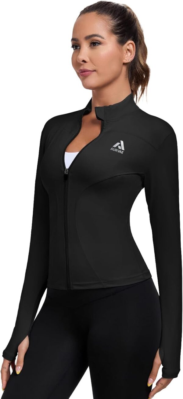Women's Workout Jacket, Womens Cropped Lightweight Running Jackets, Zip Slim Fit Athletic Tops for Gym, Yoga, Jogging