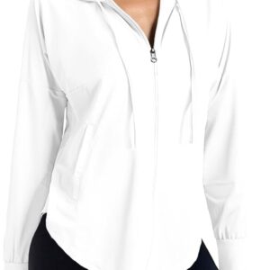 Fisoew Womens Athletic Jacket Hoodie Zip Up Cropped Lightweight Jackets UPF 50+ Sun Protection Long Sleeve Workout Shirt