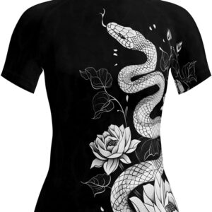 Women’s Snake Rash Guard – Short Sleeve Compression Shirt for BJJ MMA Grappling & No-Gi Training