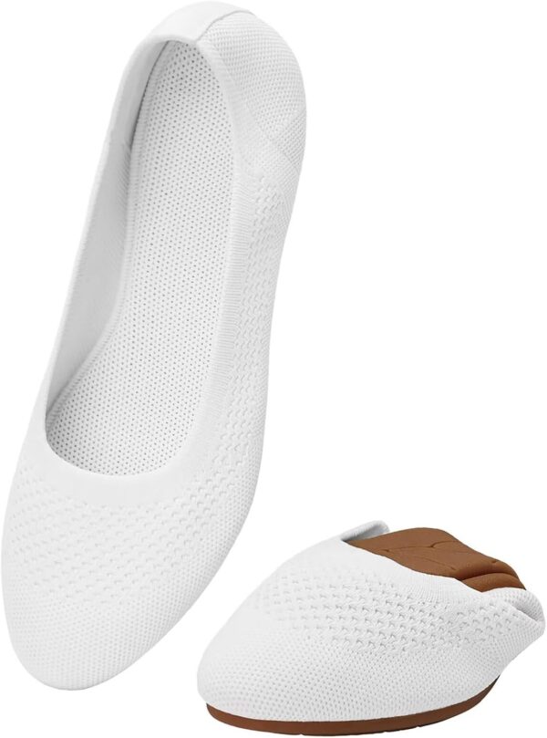 poemlady Women’s Ballet Flat Shoes Dress Shoes Knit Round Toe Slip On Ballerina Walking Flats Shoes for Woman Low Wedge Casual