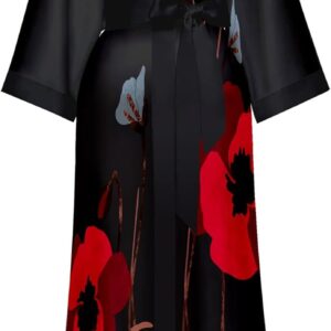 Women's Floral Long Kimono Robe Long Satin Robe Long Silk Robe Ladies Kimonos Silky Bathrobe Cover Up, One Size