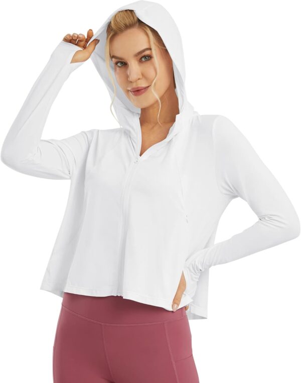 G4Free Womens UPF 50+ Sun Protection Hoodie Shirts Lightweight Quick Dry Long Sleeve Zip Jacket with Pocket Hiking Outdoor