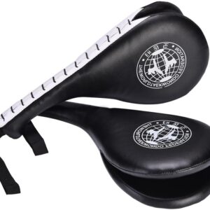 Pack of 2 Taekwondo Double Kick Pad Target, Tae Kwon Do Karate Kickboxing Training TKD Kicking Pad Practice Double Face Kick Foot Pad Martial Arts Equipment Sporting Goods Paddle, Black
