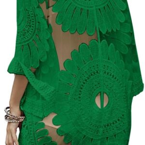 shermie Women's Summer Lightweight Kimono Cardigan Short Sleeve Floral Swimsuits Cover Up