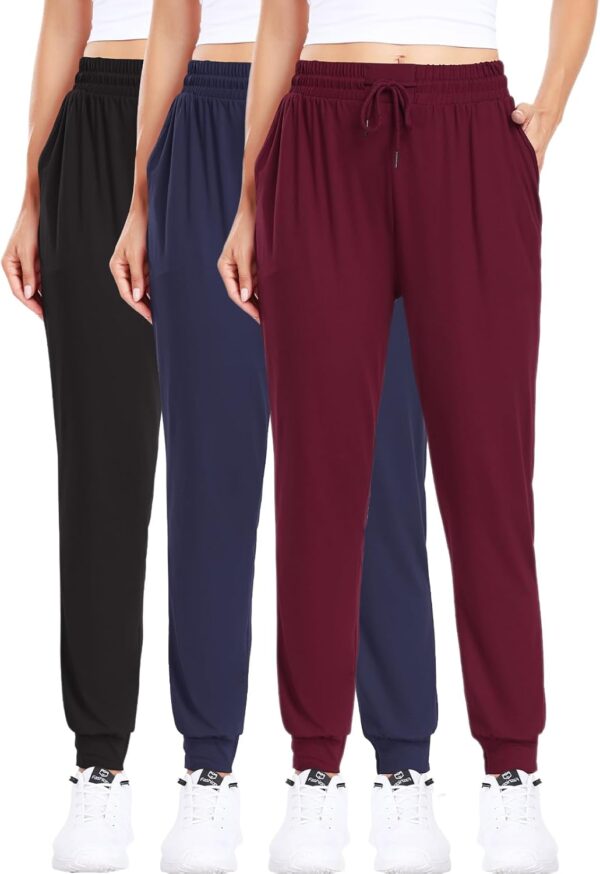 ZENEX 3 Pack Women Joggers, Women's Sweatpants with Pockets for Running, Yoga, Workout & Lounge