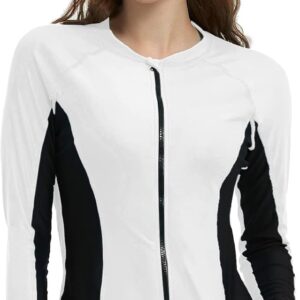 LilyCat Rash Guard for Women, UPF 50+ Long Sleeve Zip Front UV Sun Protection Jacket Swim Shirt for Women Swimwear