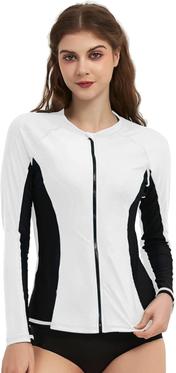 LilyCat Rash Guard for Women, UPF 50+ Long Sleeve Zip Front UV Sun Protection Jacket Swim Shirt for Women Swimwear