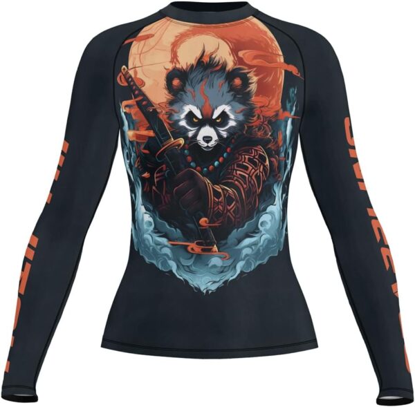 Panda Women’s Rash Guard – Long Sleeve Compression Training Shirt for Jiu Jitsu MMA and Combat Sports