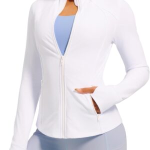 IUGA Women's Workout Jackets BBL Running Athletic Jackets Lightweight Full Zip Up Slim Fit for Women with Thumb Holes