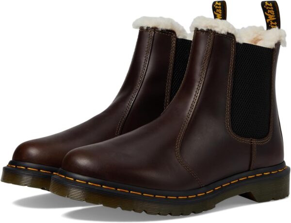 Dr. Martens Womens 2976 Leonore Faux Fur Lined Chelsea Boots Dark Khaki UK 4 (US Women's 6) M