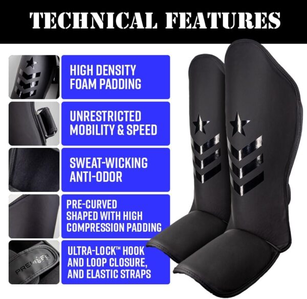 Revgear Premier Deluxe Shin Guard | Durable Lightweight Shin Guards for Any Level | Mixed Martial Arts (MMA) Kickboxing or Muay Thai