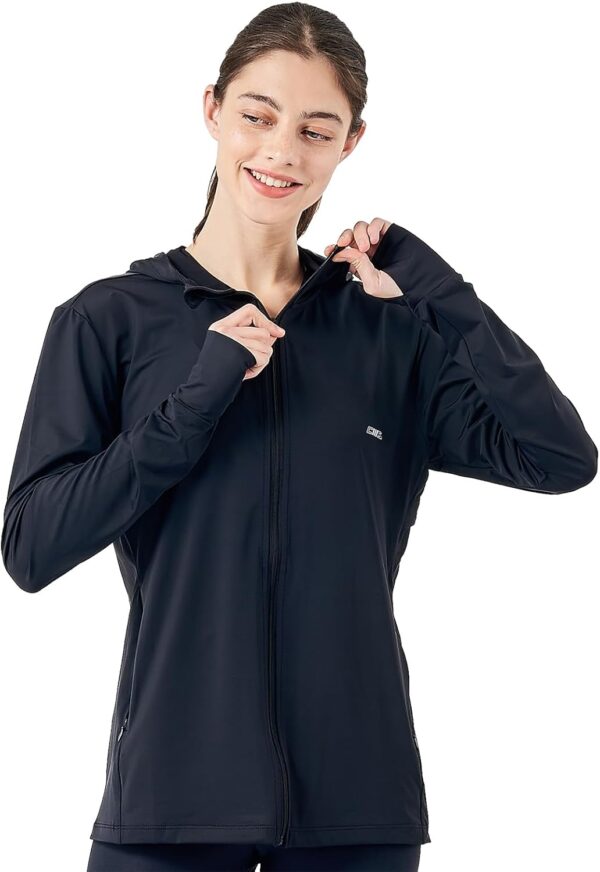 Commollis Sun Protection Clothing Women - Long Sleeve Zip Up Hoodie Women for Running, Athletic Hiking Jacket Sun Shirt