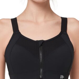 Yvette Adjustable Sports Bras for Women High Impact - Zip Front Sports Bra Plus Size Wireless for Running Workout