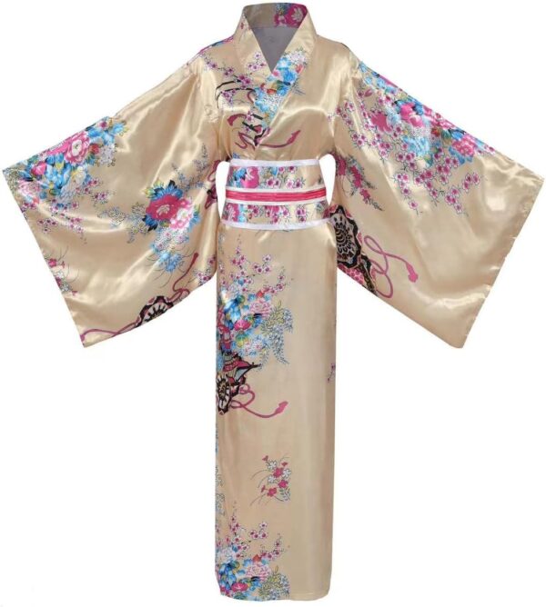 Women's Japanese Kimono Costume Traditional geisha robe Anime Printed Bathrobe Long style pajamas